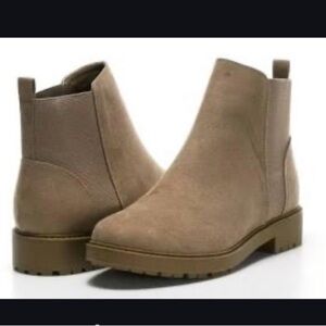 Esprit Taupe Suede Like Chelsea Booties - Selma please see ALL photos, blemishes
